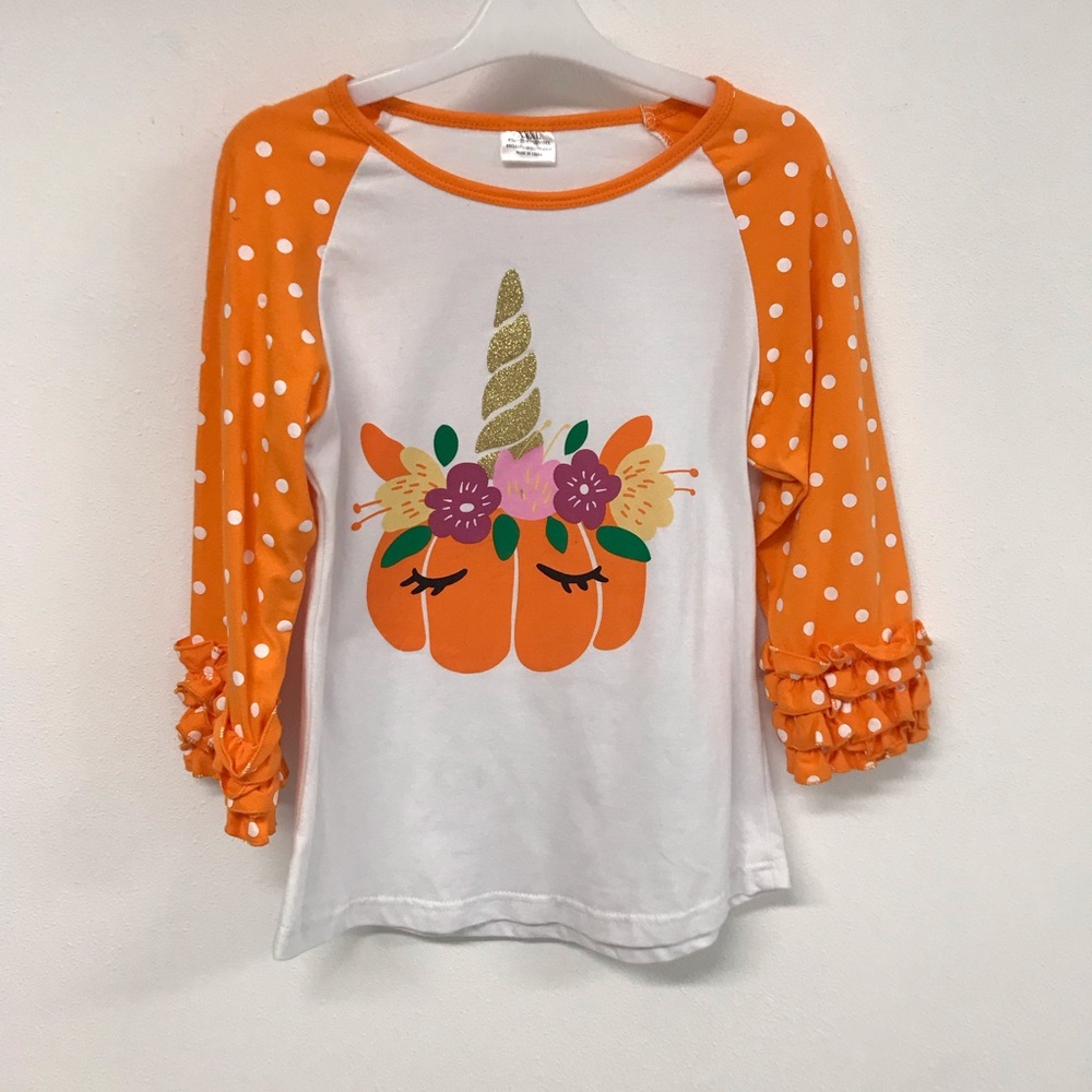 Little girls toddler Long Ruffle Polka Sleeve Easter party birthday girl top